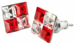 Art Crystella Cercei pătrați cu cristal roșu și alb SWAROVSKI® (1800XPE006)