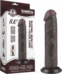 Lovetoy Dildo Realist Sliding-Skin, Ventuza Detasabila, TPE, Maro Inchis, 20.3 cm Dildo