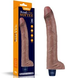 Lovetoy Vibrator Realist Real Softee, 10 Moduri Vibratii, Silicon Platinat, USB, Maro, 28 cm Vibrator