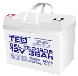 TED Electric Acumulator 12V GEL Deep Cycle Solar, Dimensiuni 195 x 128 x 155 mm, Baterie 12V 36Ah M6, TED Electric TED003386 (A0058590)