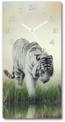  Wallmuralia. hu Négyszögletes fali üvegóra Fehér tigris 30x60 cm fehér