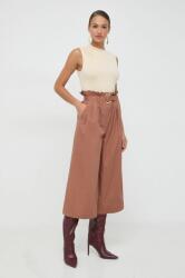 Pinko pantaloni de bumbac culoarea maro, fason culottes, high waist PPYH-SPD04F_88X