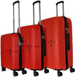 Benzi Bilbao piros 4 kerekű 3 részes bőrönd szett (BZ5754-szett-piros)