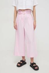 Pinko pantaloni de bumbac culoarea roz, fason culottes, high waist PPYH-SPD04F_30X