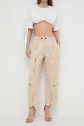 Pinko pantaloni femei, culoarea bej, fason cargo, high waist PPYH-SPD047_08X