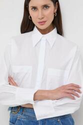 PINKO camasa din bumbac femei, culoarea alb, cu guler clasic, relaxed PPYH-KDD02W_00X