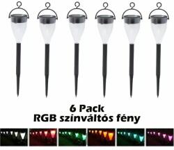  6db-os Vezeték nélküli Napelemes Színváltó RGB LED lámpa kerti lámpa fényérzékelős leszúrható - X