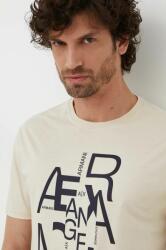 Giorgio Armani tricou din bumbac barbati, culoarea bej, cu imprimeu PPYH-TSM0SI_80X