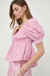 PINKO bluza din bumbac femei, culoarea roz, neted PPYH-BDD028_42X