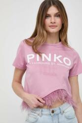 Pinko tricou din bumbac femei, culoarea roz PPYH-TSD059_42X