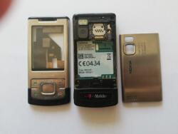 Nokia 6500 Slide előlap+középrész csúszkával+akkufedél, Előlap, ezüst (szerelt)