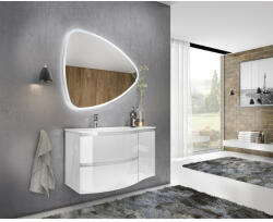 Savinidue Armonia 105 cm-es fürdőszobaszekrény fényes fehér + mosdó - smartbutor