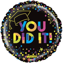 Fólia lufi ballagásra "U Did It" fekete színes 53 cm (1058014361WE-P)