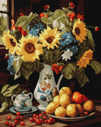 Ideyka Set pictura pe numere, cu sasiu, Natura statica cu floarea soarelui, 40x50 cm (KHO5680)