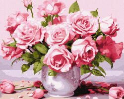 Ideyka Set pictura pe numere, cu sasiu, Trandafiri roz, 40x50 cm (KHO3254)