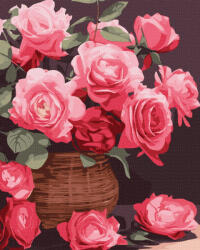 Ideyka Set pictura pe numere, cu sasiu, Trandafiri in cos, 40x50 cm (KHO3250)