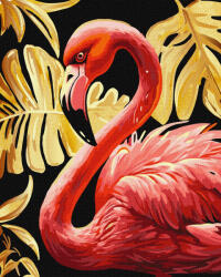 Ideyka Set pictura pe numere, cu sasiu, Flamingo- extra culori metalizate, 40x50 cm (KHO6523)