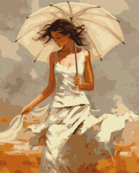 Ideyka Set pictura pe numere, cu sasiu, Fata cu umbrela, 40x50 cm (KHO8365)