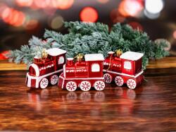 Minikek Karácsonyi dekoráció vonat 10cm 3db egy csomagban AppleCandyRed