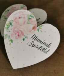 Minikek Szív - Felső Virágos - *sokféle felirat* 9.5 cm - Maminak Szeretettel