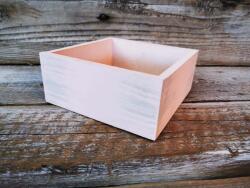 Minikek Díszíthető fa doboz LaposBOX - Két színben - 15 x 15 x 6.5 cm - VintageWhite