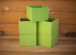 Minikek Zöld díszíthető kocka fa doboz