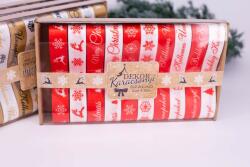 Minikek Karácsonyi dekoráció szalag, piros - 2cm x 5m (Egy pár egy csomagban)