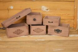 Minikek Mézbarna díszíthető fiókdoboz flowerbox varációk - Lapos kis fiókdoboz réz fogantyúval (15x15x4cm)