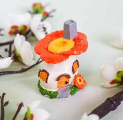 Minikek Házikó tündérkert figura narancs virág tetővel 5.5cm