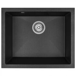 Laveo IBIZA szemcsés fekete egymedencés mosogató helytakarékos szifonnal (SRI_710U)