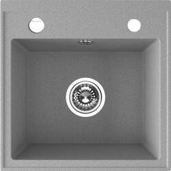 Laveo RINA egymedencés szürke mosogató csaplyukkal, automata dugókiemelős, helytakarékos szifonnal (SRP_510T)