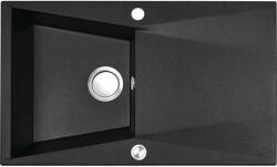 Laveo GRENADA csepptálcás szemcsés fekete mosogató automata dugókiemelős, helytakarékos szifonnal (SRG_711T)