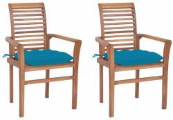 vidaXL Scaune de masă cu perne, 2 buc. , bleu, lemn masiv de tec (3062614) - comfy