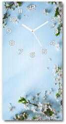 Wallmuralia. hu Négyszögletes fali üvegóra Cseresznye virágok 30x60 cm fehér