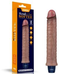 Lovetoy Vibrator Realist Real Softee, 10 Moduri Vibratii, Silicon Platinat, USB, Maro, 24.5 cm Vibrator