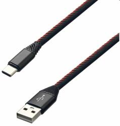 mobilNET Adat- és töltőkábel TPU USB/USB-C, 2A, 2m, fekete (KAB-0184-USB-TYPEC)