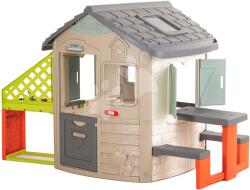 Smoby Ökobarát házikó piknikasztallal natúr színvilágban Neo Jura Lodge Playhouse Green Smoby bővíthető (SM810230-K)