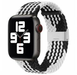  Fabric Apple Watch 42/44/45/49mm szövet szíj fém csattal - Fekete/fehér