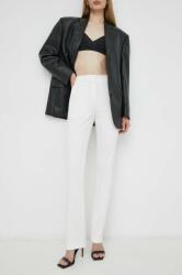 Boss pantaloni femei, culoarea alb, drept, high waist 50519599 PPYH-SPD01A_00X