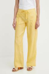 Lauren Ralph Lauren lennadrág sárga, közepes derékmagasságú széles - sárga 36
