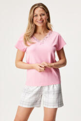 Astratex Pijama din bumbac Spring Break scurtă gri-roz XL
