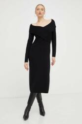 Luisa Spagnoli gyapjú ruha fekete, midi, testhezálló - fekete M