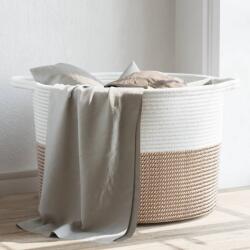 vidaXL Кош за пране кафяво и бяло Ø55x36 см памук (358472)