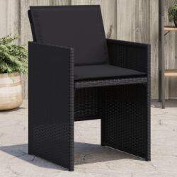 vidaXL 4 db fekete polyrattan kerti szék párnával (4007436) - vidaxl