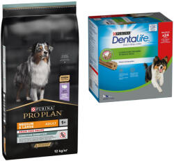 PRO PLAN 12kg PURINA PRO PLAN OptiDigest Medium & Large Adult száraz kutyatáp+Dentalife kutyasnack ingyen