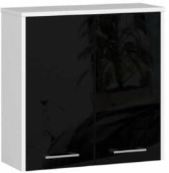  Cabinet de baie superior P60_60 #alb-negru lucios (OP0LLAZW60CZARPOL)