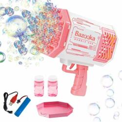 Pepita 69 găuri cu baterii pentru suflatul bulelor, cu lumină LED + lichid de cadou #roz (23820A) Tub balon de sapun