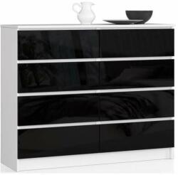  Dresser P99_120 #alb-negru lucios (OP0LK-1FEKETE) Comoda
