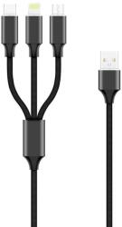 Forever Кабел Forever - 3 в 1, Micro USB/Lightning/USB-C, 1.2 m, черен (GSM106369)