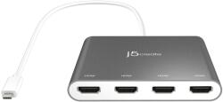 j5create Адаптер j5create - JCA366, за 4 монитора, 4x HDMI/USB-C, бял/сив (J5-JCA366)